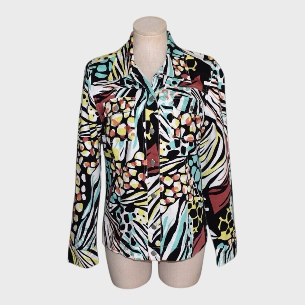 Sara Isabella Abstract Animal Print‎ Button Front Jacket
